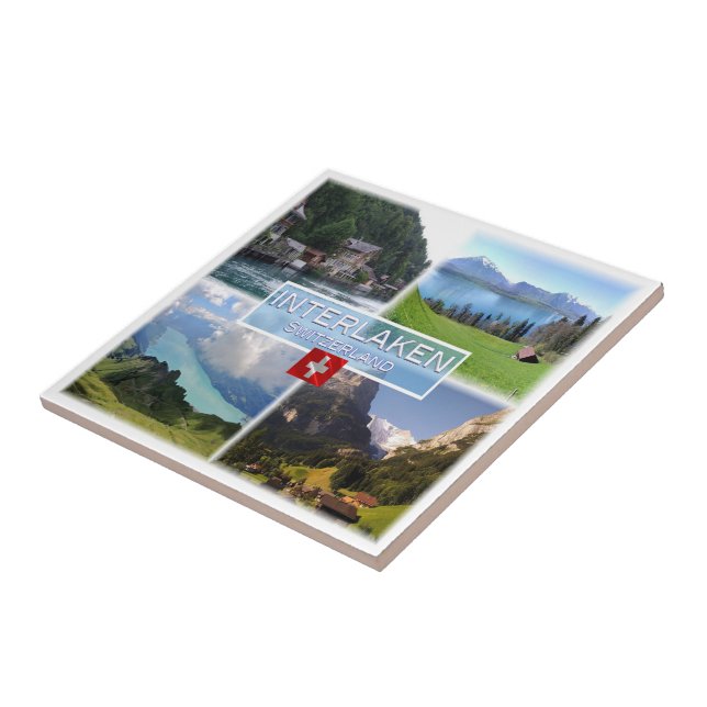 Azulejo De Cerâmica zCH051 INTERLAKEN Lake Thun Thunerse Swiss, (Lateral)