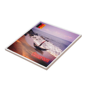 Azulejo De Cerâmica zCM009 CAMARÕES Panorama, África,praia panorâmica