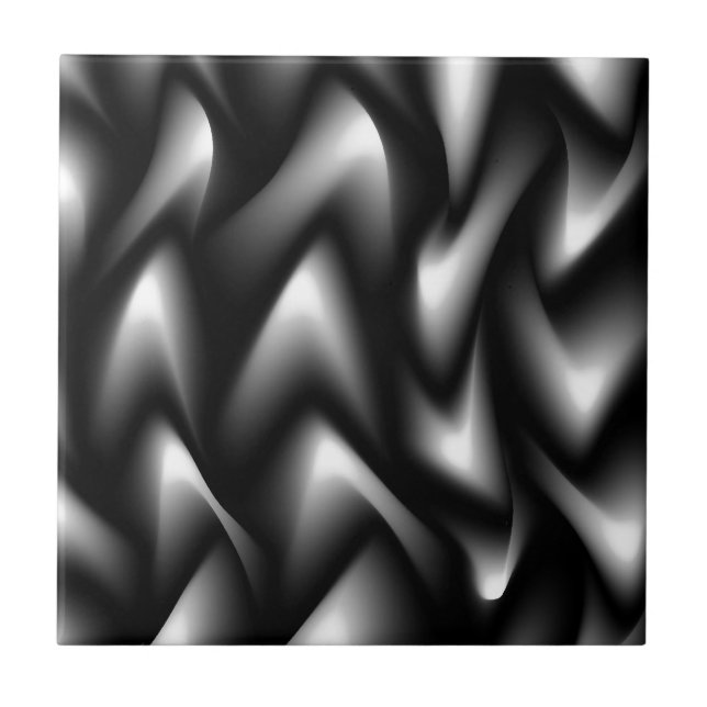 Azulejo De Cerâmica Zebra Abstrato Funky Preto e Branco (Frente)