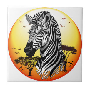 Azulejo De Cerâmica Zebra African Savanna Wild Animal