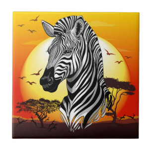 Azulejo De Cerâmica Zebra African Savanna Wild Animal