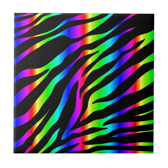Azulejo De Cerâmica zebra arco-íris (Frente)