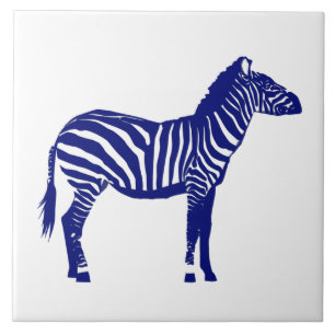 Azulejo De Cerâmica Zebra - Azul Cobalto Escuro e Branco