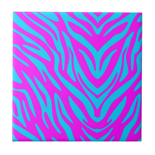Azulejo De Cerâmica Zebra Azul e Rosa Abstrato