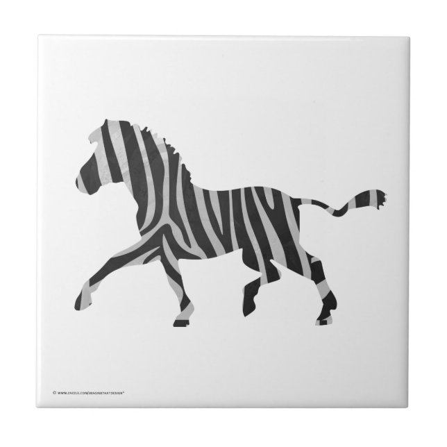 Azulejo De Cerâmica Zebra Black and Light Cinzas Silhouket (Frente)