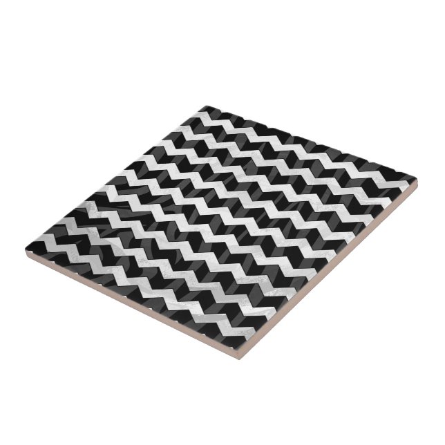 Azulejo De Cerâmica Zebra Black e Cinza Chevron (Lateral)