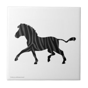 Azulejo De Cerâmica Zebra Black e Cinza Silhouette Impressão