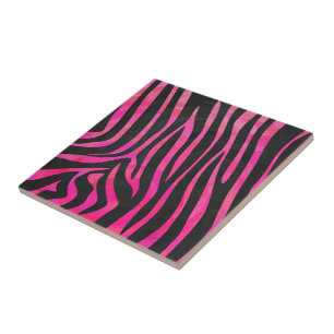 Azulejo De Cerâmica Zebra Black e Hot Pink Impressão