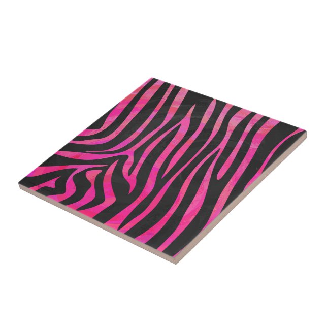 Azulejo De Cerâmica Zebra Black e Hot Pink Impressão (Lateral)