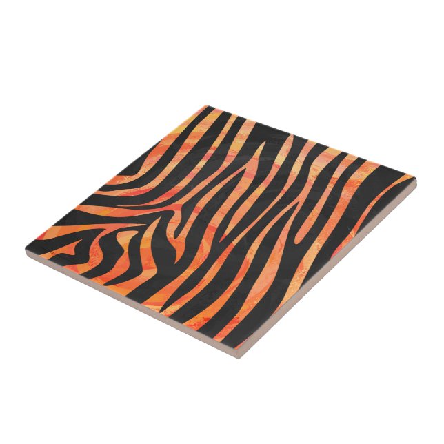 Azulejo De Cerâmica Zebra Black e Orange Impressão (Lateral)