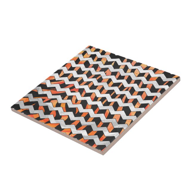 Azulejo De Cerâmica Zebra Black e Orange Impressão (Lateral)