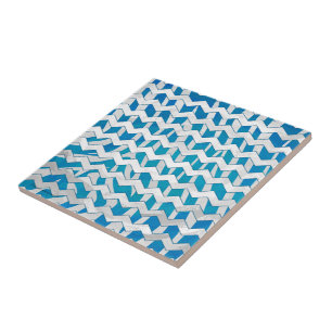 Azulejo De Cerâmica Zebra Blue e White Chevron