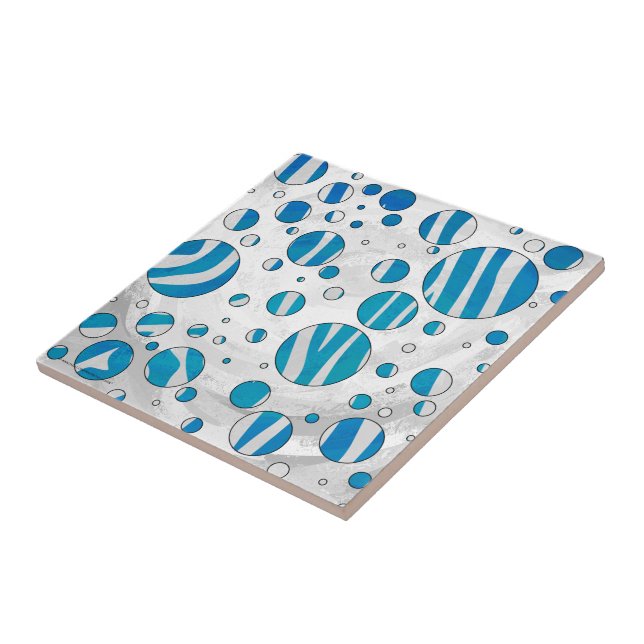 Azulejo De Cerâmica Zebra Bolinhas branca e azul (Lateral)