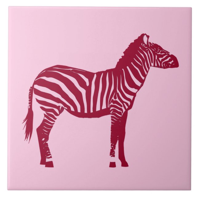 Azulejo De Cerâmica Zebra - Borgonha e Rosa (Frente)