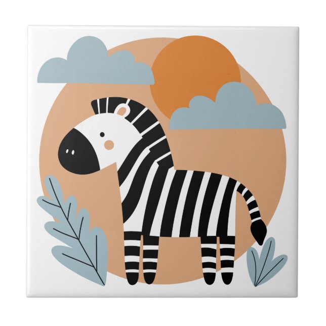 Azulejo De Cerâmica Zebra Caprichosa Influenciada pela Escandinávia (Frente)