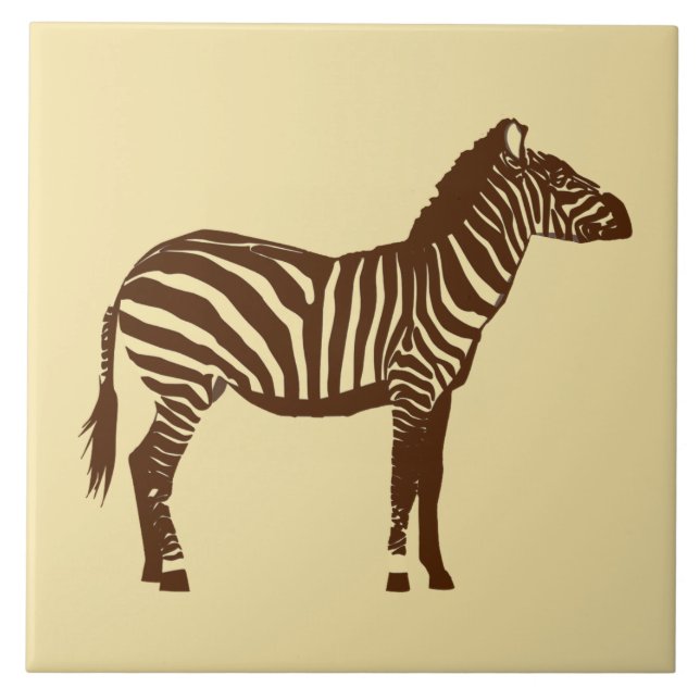 Azulejo De Cerâmica Zebra - Castanho-chocolate e castanho-camelo (Frente)