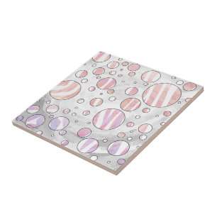 Azulejo De Cerâmica Zebra de Bolinhas Rosa e Branco