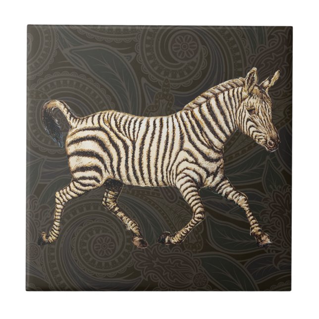 Azulejo De Cerâmica zebra de safra com design paisley (Frente)