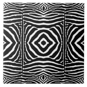 Azulejo De Cerâmica Zebra em Preto e Branco