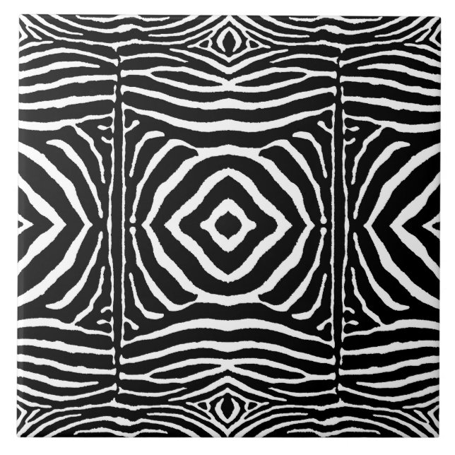 Azulejo De Cerâmica Zebra em Preto e Branco (Frente)