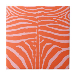 Azulejo De Cerâmica Zebra em Rosa e Laranja