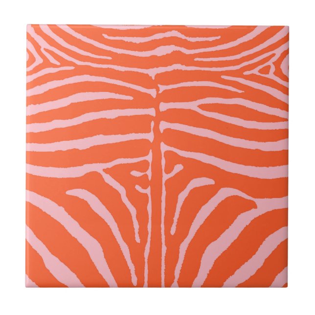 Azulejo De Cerâmica Zebra em Rosa e Laranja (Frente)
