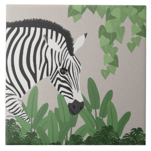 Azulejo De Cerâmica Zebra entre Folhas