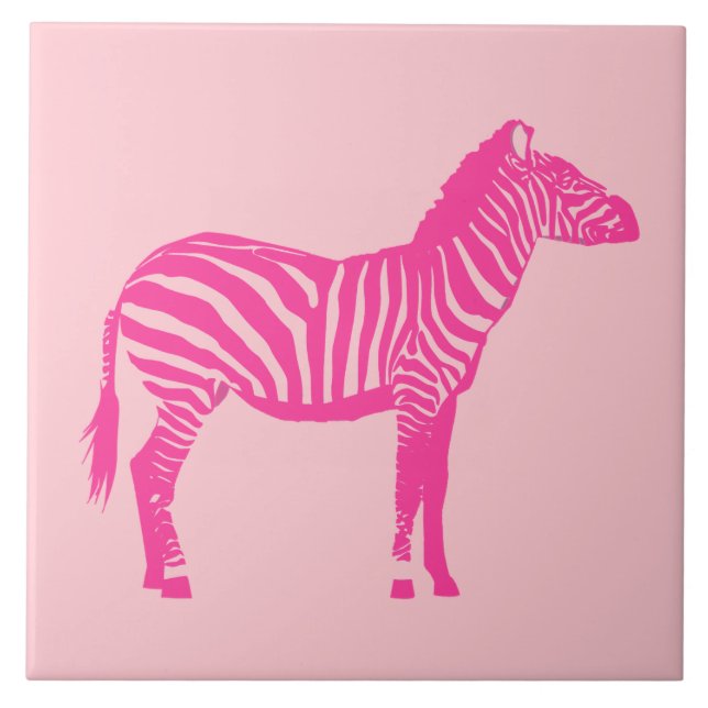Azulejo De Cerâmica Zebra - Fuchsia e rosas claro (Frente)