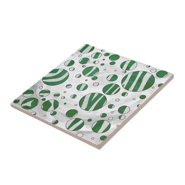Azulejo De Cerâmica Zebra Green e Bolinhas branca (Lateral)