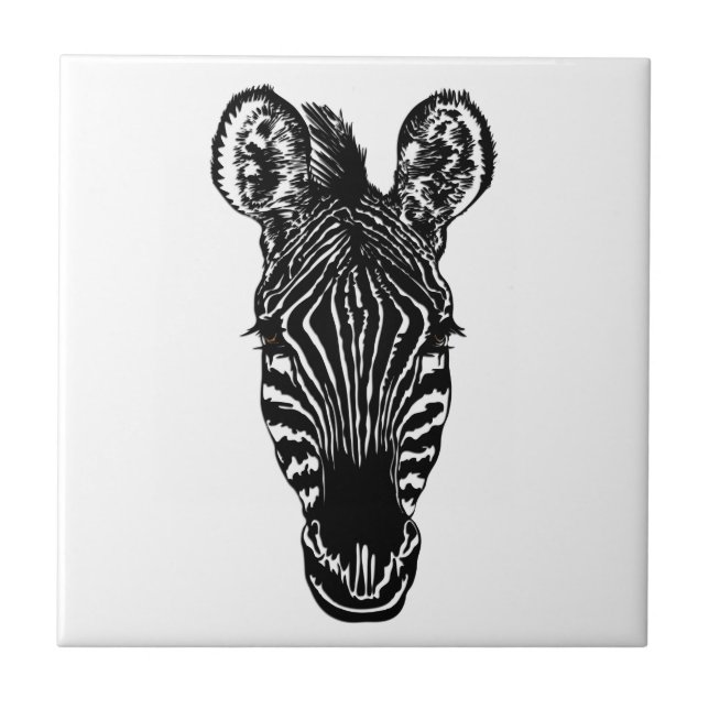 Azulejo De Cerâmica Zebra Head (Frente)