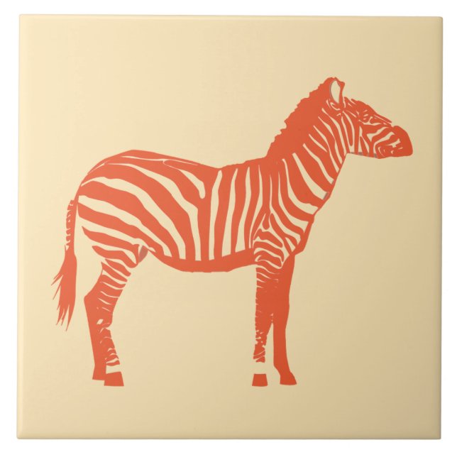Azulejo De Cerâmica Zebra - Mandarim e laranja claro (Frente)