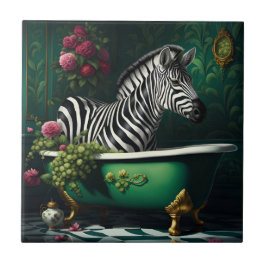 Azulejo De Cerâmica Zebra numa Banheira