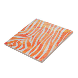 Azulejo De Cerâmica Zebra Orange e Impressão branco