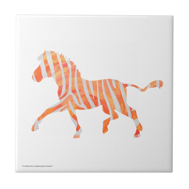 Azulejo De Cerâmica Zebra Orange e White Silhouette (Frente)