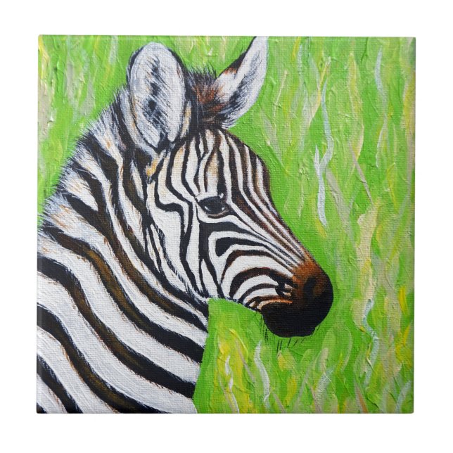 Azulejo De Cerâmica Zebra Painting (Frente)