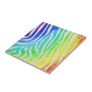 Azulejo De Cerâmica Zebra Rainbow e White Impressão