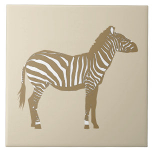 Azulejo De Cerâmica Zebra - Taupe Tan e Branco