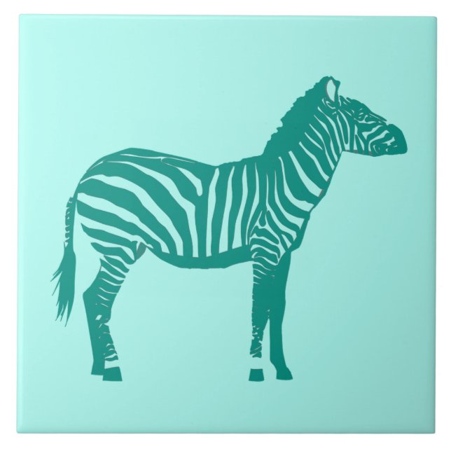 Azulejo De Cerâmica Zebra - Turquesa e Aqua (Frente)
