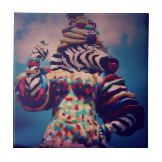 Azulejo De Cerâmica Zebra, um animal de festa (Frente)