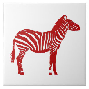 Azulejo De Cerâmica Zebra - Vermelho Escuro e Branco