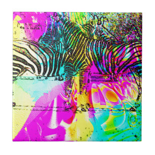 Azulejo De Cerâmica Zebras Coloridas