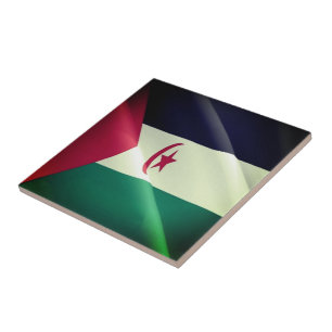 Azulejo De Cerâmica zEH002 SAHARA OCIDENTAL, Bandeira de Ondas, África
