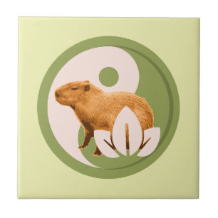 Azulejo De Cerâmica Zen Capybara Yin Yang