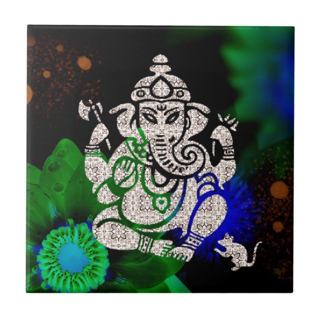 Azulejo De Cerâmica Zen Ganesh (Frente)