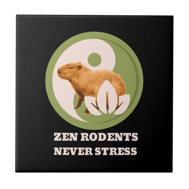 Azulejo De Cerâmica Zen Rodents Nunca Stress Capybara (Frente)