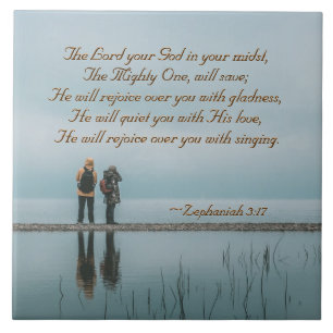 Azulejo De Cerâmica Zephaniah 3:17 Alegre-se com você cantando.