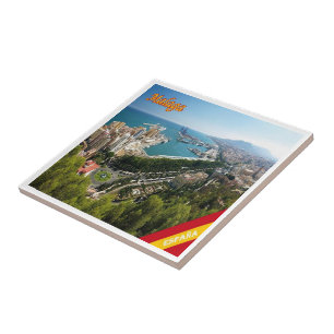 Azulejo De Cerâmica zES032 panorama de MALAGA, Espanha, Europa,