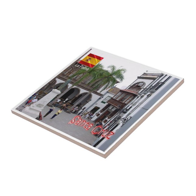 Azulejo De Cerâmica zES077 LA PALMA, PAPAIS NOEIS CRUZ, Plaza de Españ (Lateral)