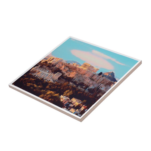 Azulejo De Cerâmica zGR009 ATENAS, Acrópole, Grécia, (Lateral)