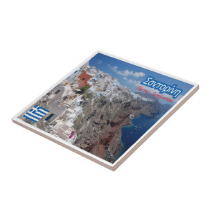 Azulejo De Cerâmica zGR033 SANTORINI Thera, Grécia,